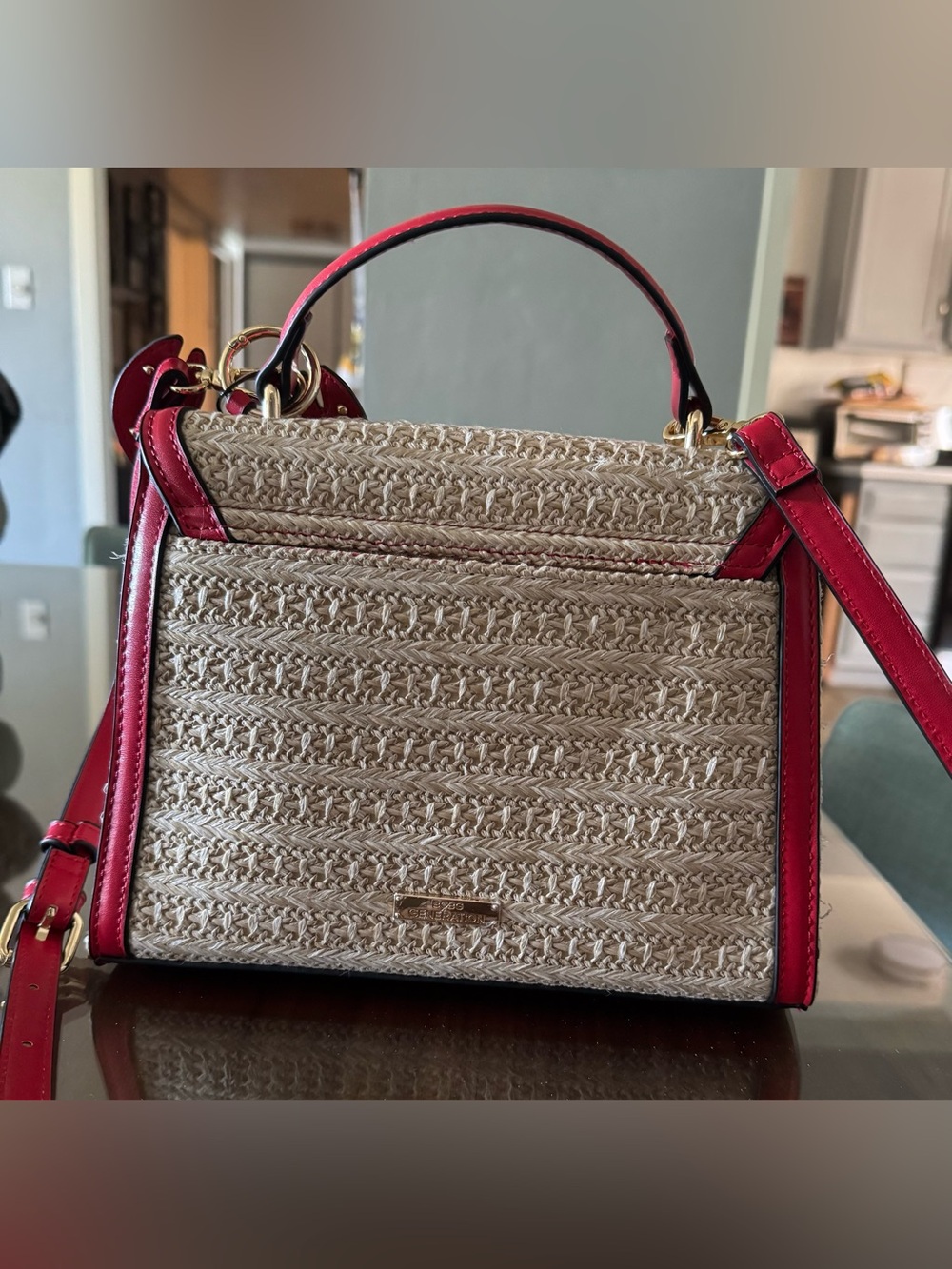 BCBG GENERATIONS Lobster Straw Bag . - Picture 2 of 12